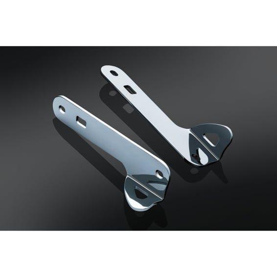 Front fork custom tie-down brackets. Chrome
